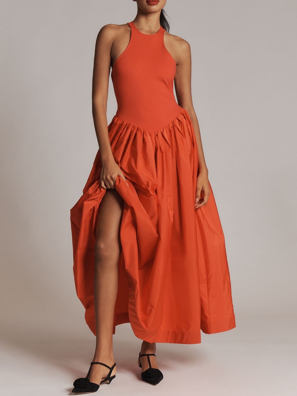 Anthropologie Sleek Sleeveless Red Maxi Dress with Flowing Gathered Skirt.NWT XL - Picture 7 of 8